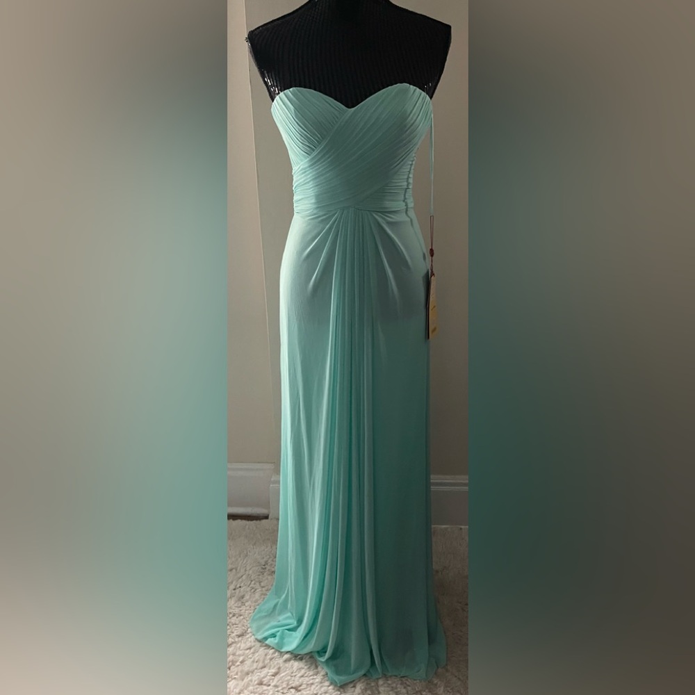 May Queen Strapless Mint Green Gown Size 6